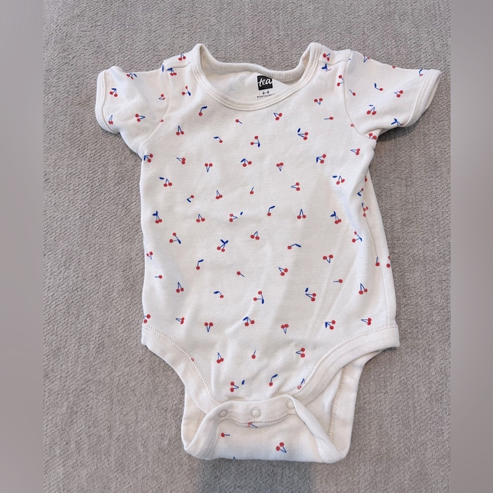 Tea Collection Cherry Print Baby Onesie 6 9 Months